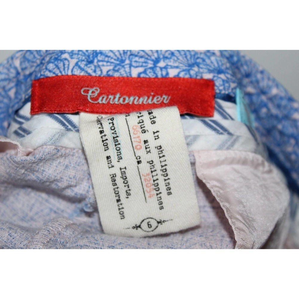 ✨2/$20 Cartonnier Sea Shell Print Charlie Trouser Pants Blue White 6 H14473 - Picture 9 of 16